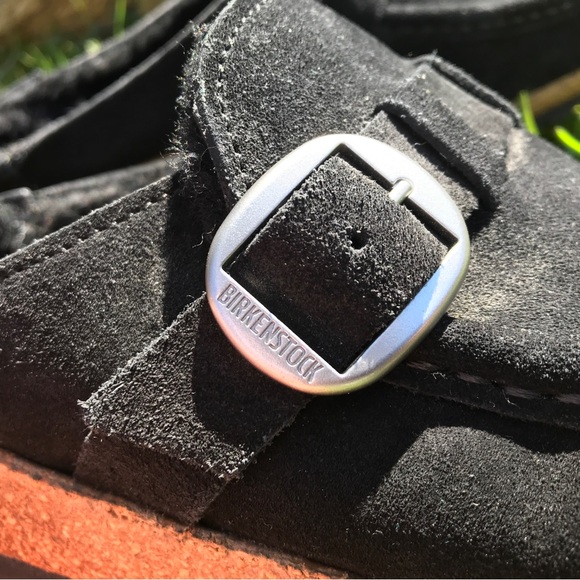 Birkenstock Black Leather Buckley Shearling Clog Size 7/7.5 - Picture 6 of 12